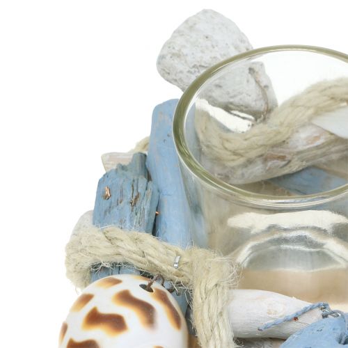Floristik24 Castiçal feito de madeira flutuante com tealight de vidro Ø12cm A8cm