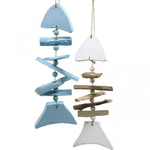 Decoração marítima de peixe de madeira flutuante para pendurar conjunto de 30 cm de 2 peças