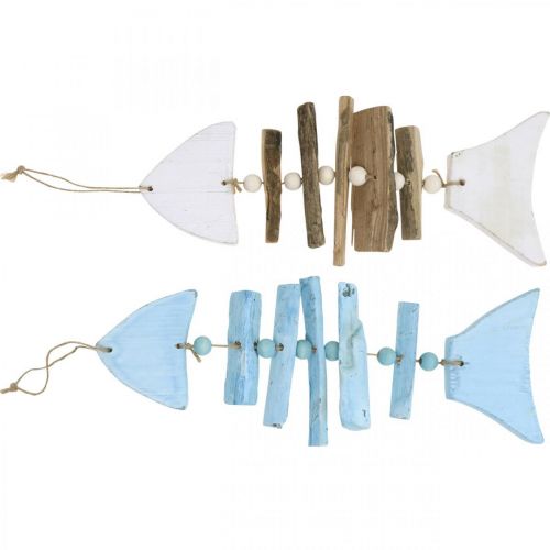 Floristik24 Decoração marítima de peixe de madeira flutuante para pendurar conjunto de 30 cm de 2 peças