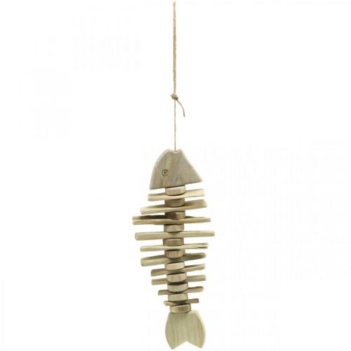 Floristik24 Madeira flutuante de peixe natureza, decoração marítima para pendurar, espinha de peixe L38cm