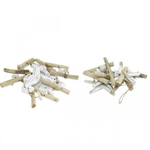 Floristik24 Decoração marítima guirlanda decoração de janela de madeira flutuante 72/78 cm conjunto de 2