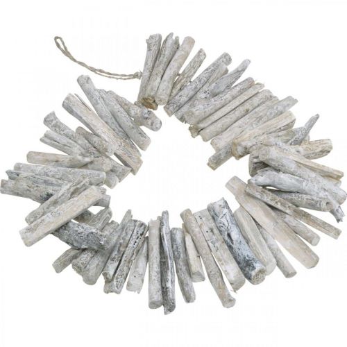 Floristik24 Guirlanda Driftwood Maritime Deco Madeira Lavada Branco 80cm