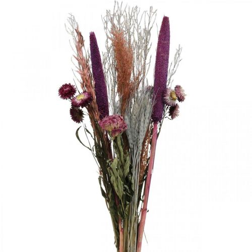 Floristik24 Flores secas Bouquet de flores do prado rosa e cereais 70-75cm