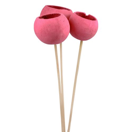 Itens Copos de sino decorativos de flores secas em haste rosa 42 cm 3 unidades