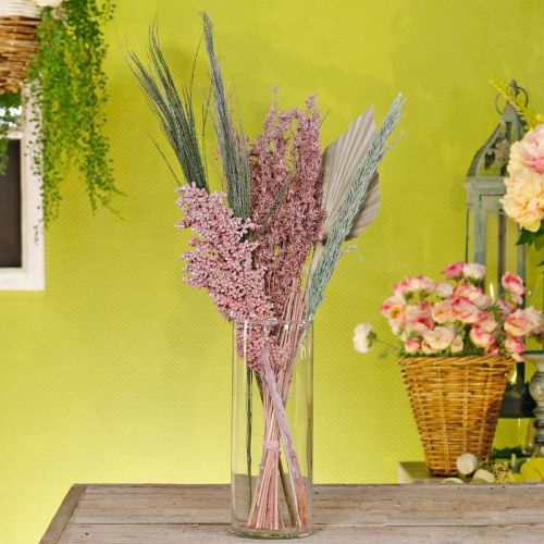 Floristik24 Conjunto de buquê de secagem de flores secas, mistura exótica de branco e rosa