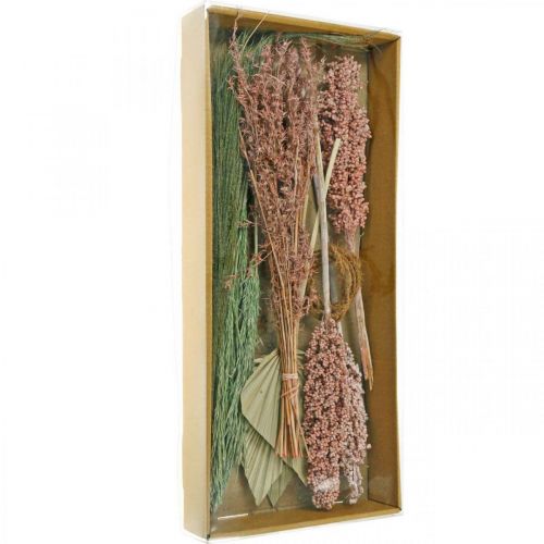 Floristik24 Conjunto de buquê de secagem de flores secas, mistura exótica de branco e rosa