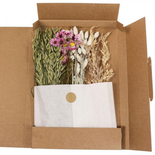 Floristik24 Anel de flores secas anel rosa flores secas laço caixa DIY Ø20cm