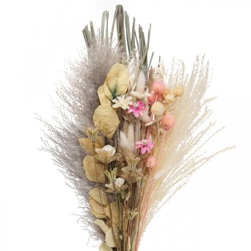 Buquê de flores secas Rosa Boho Decoração seca descolorida 80cm 140g