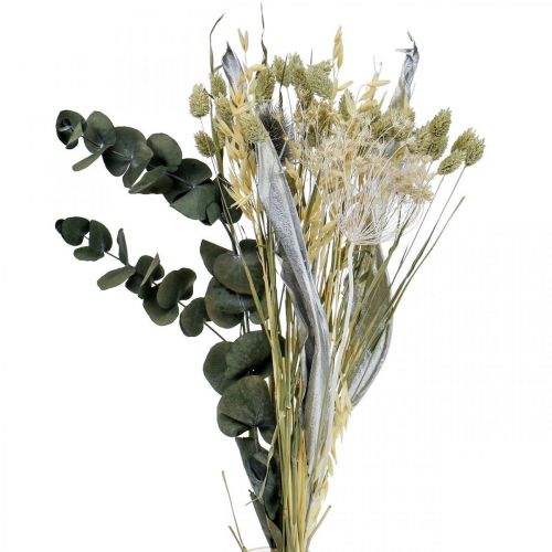 Buquê de flores secas cardo eucalipto prata seca 64cm