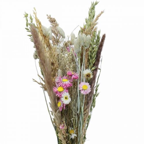 Buquê de flores secas erva Phalaris flores de palha rosa 60cm 110g
