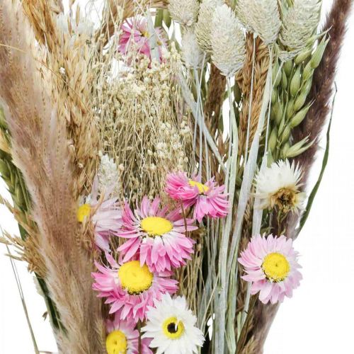 Buquê de flores secas erva Phalaris flores de palha rosa 60cm 110g