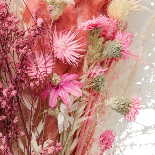 Floristik24 Buquê de flores secas rosa branco phalaris masterwort 80cm 160g