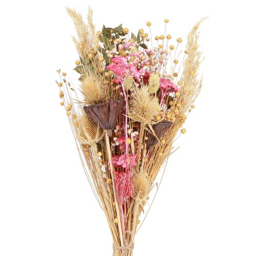 Floristik24 Buquê seco lótus linho cardo creme rosa 50cm 100g