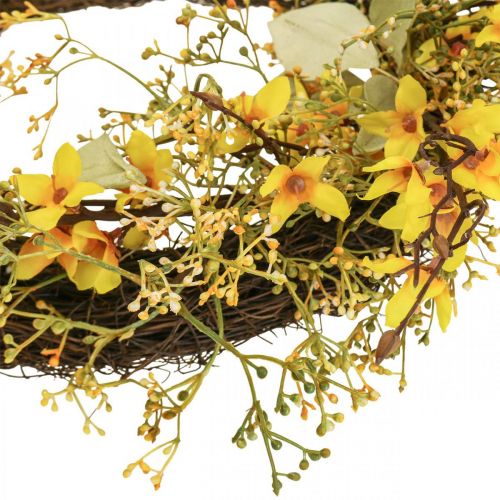 Itens Guirlanda de porta forsythia artificial deco grinalda amarela Ø48cm