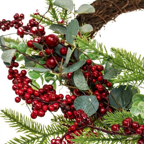 Floristik24 Guirlanda de porta de Natal iluminada com bagas Guirlanda LED Ø37cm