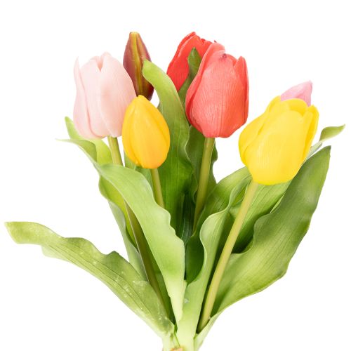 Floristik24 Tulipas artificiais, decoração rústica de primavera para qualquer vaso de mesa, 30 cm, conjunto de 7 peças.