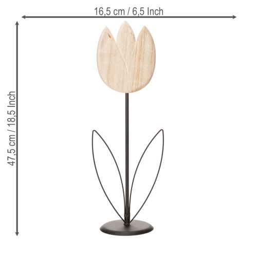 Itens Estatueta decorativa de tulipa sobre suporte, ideal para dar um toque de estilo à sua sala de estar, 47,5 cm