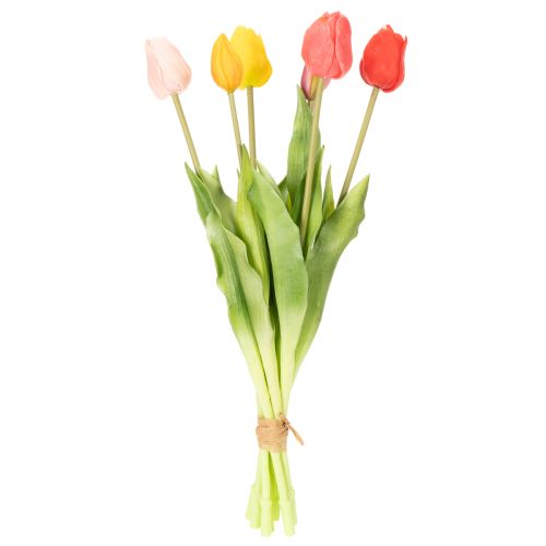 Itens Buquê de tulipas artificiais, colorido, decoração realista, alta qualidade para casa, 43 cm, 7 peças.