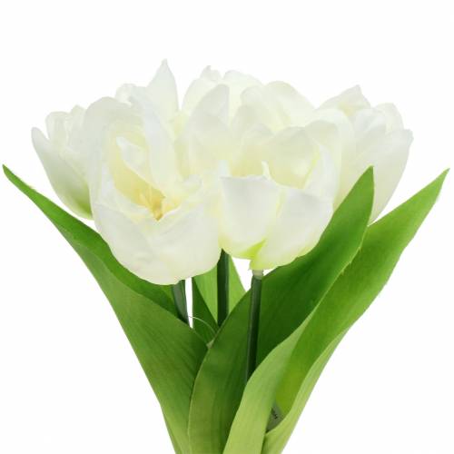 Floristik24 Tulipas de decoração de primavera em um cacho branco 26,5 cm 5 unidades