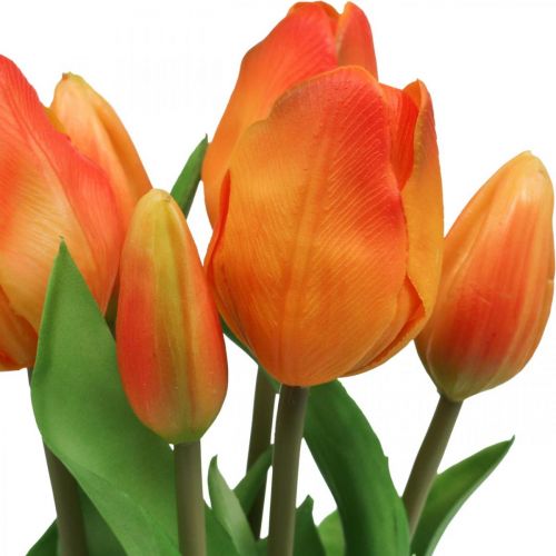 Floristik24 Tulipa artificial laranja buquê de flores artificiais 38cm 7pcs