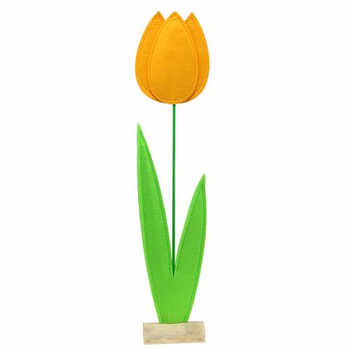 Floristik24 Flor de feltro tulipa amarela decoração de verão H88cm