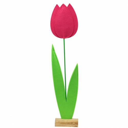 Floristik24 Flor de feltro gigante verde tulipa, rosa 19,5cm x 24cm Alt.88cm Decoração de montra