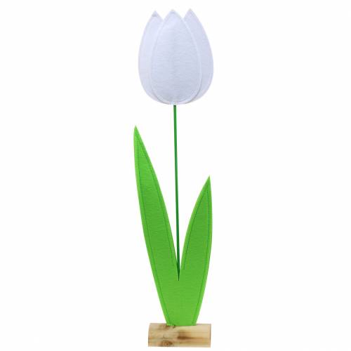 Floristik24 Flor de feltro tulipa branca H88cm