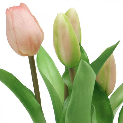 Itens Tulipa rosa, verde em vaso Planta artificial em vaso Tulipa decorativa H23cm