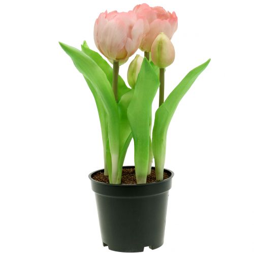 Itens Flores Artificiais em Vaso Tulipas Artificiais Rosa Amarelo 22,5cm