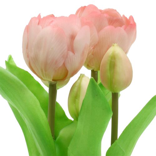 Itens Flores Artificiais em Vaso Tulipas Artificiais Rosa Amarelo 22,5cm
