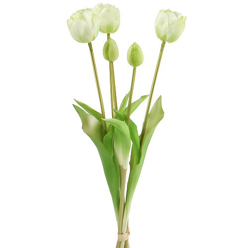 Floristik24 Decoração de flores em creme Real-Touch de tulipas L43,5 cm 5 unidades