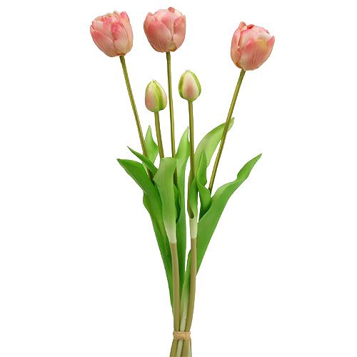 Floristik24 Buquê de tulipa rosa Real-Touch L43,5 cm 5 unidades