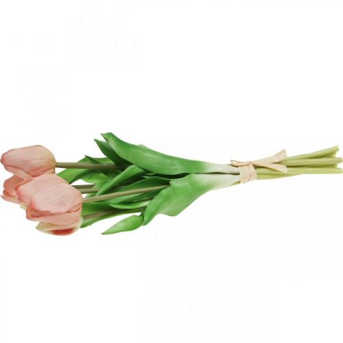 Itens Tulipas artificiais Real-Touch pêssego rosa 38 cm, cacho de 7 unidades