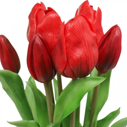 Itens Tulipa vermelha flor artificial decoração de tulipa Toque Real 38cm pacote de 7 peças