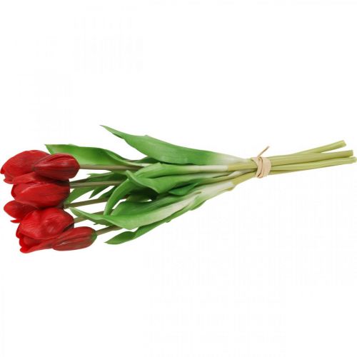 Floristik24 Tulipa vermelha flor artificial decoração de tulipa Toque Real 38cm pacote de 7 peças