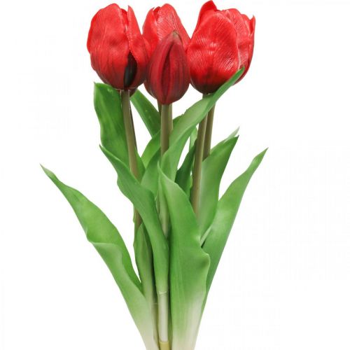 Floristik24 Tulipa vermelha flor artificial decoração de tulipa Toque Real 38cm pacote de 7 peças