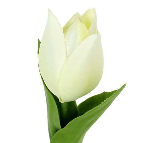 Floristik24 Decoração de primavera, tulipas artificiais, flores de seda, tulipas decorativas verde/creme 12 peças