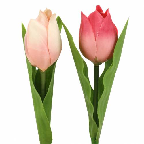 Floristik24 Mistura de tulipas com flores artificiais rosa damasco 16 cm 12 unidades