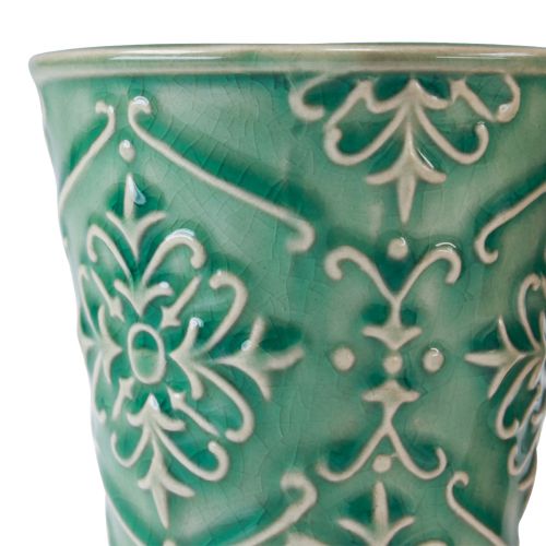 Itens Plantador de cerâmica crackle esmalte verde Ø7cm Alt.8cm 4 unidades