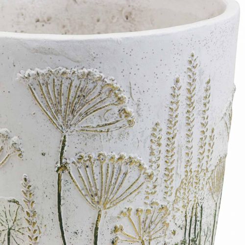 Itens Floreira Grande Vaso de Cerâmica Ouro Branco Ø20,5cm A20cm