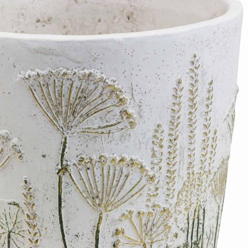 Floristik24 Floreira Grande Vaso de Cerâmica Ouro Branco Ø20,5cm A20cm