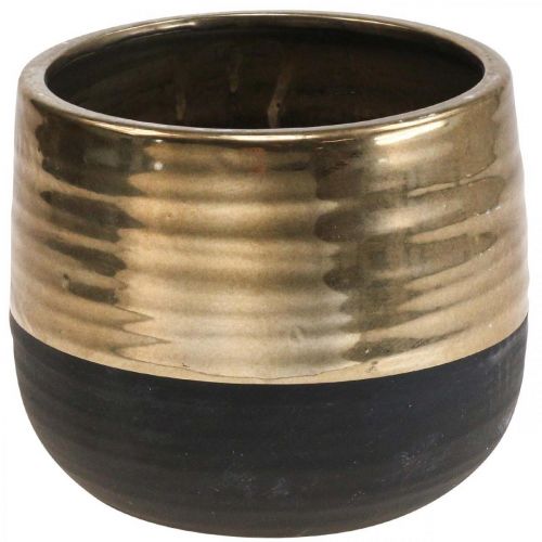 Floristik24 Floreira Grande Vaso de Cerâmica Ouro Preto Ø20,5cm A18cm