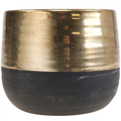 Floristik24 Floreira Grande Vaso de Cerâmica Ouro Preto Ø20,5cm A18cm