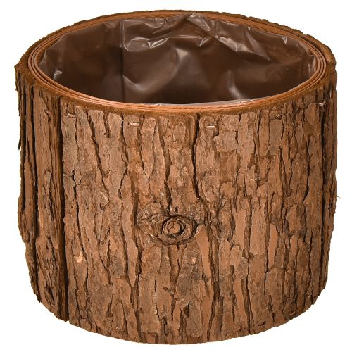 Vaso de madeira redondo vaso de casca de pinheiro Ø15cm H12,5cm