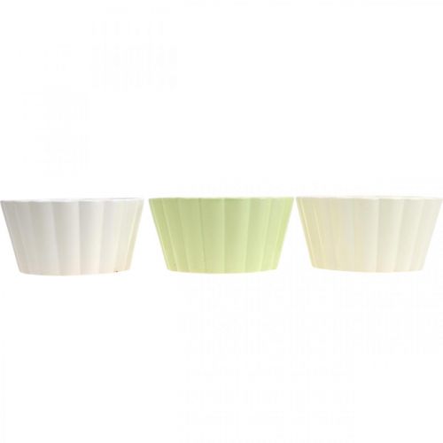 Floristik24 Plantador, cerâmica, plantador decorativo, redondo, padrão de onda, Ø16cm 3pcs