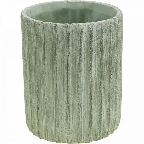 Floristik24 Floreira Cerâmica Verde Retrô Listrada Ø13,5cm A17cm