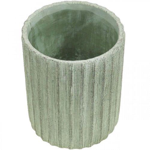 Floristik24 Floreira Cerâmica Verde Retrô Listrada Ø13,5cm A17cm