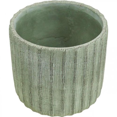 Itens Plantador Cerâmica Verde Retrô Listrado Ø16,5cm A14,5cm