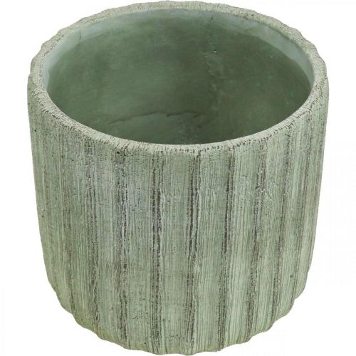 Floristik24 Plantador Cerâmica Verde Retrô Listrado Ø16,5cm A14,5cm