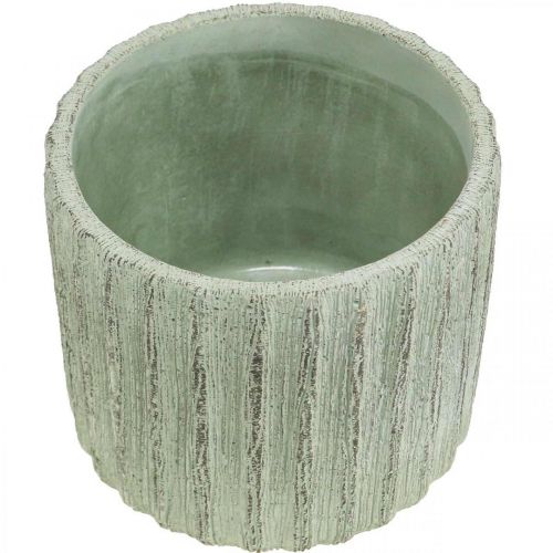 Floristik24 Floreira Cerâmica Verde Retro Listrado Ø12,5cm A11,5cm